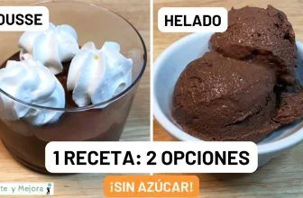mousse y helado de chocolate keto con queso cottage